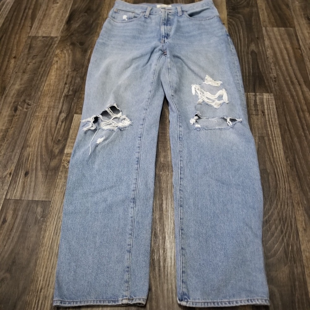 Madewell Women's Jeans 28 High Rise Wide Leg Baggy Fit Light Wash Denim